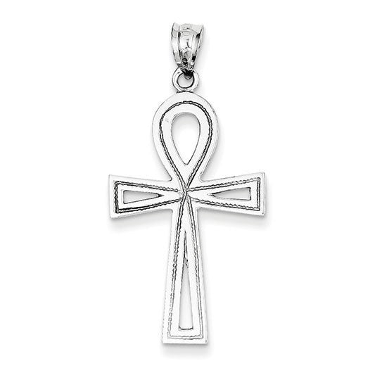 14k White Gold Ankh Cross Pendant