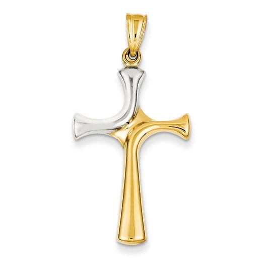 14k w/Rhodium Fancy Cross Pendant