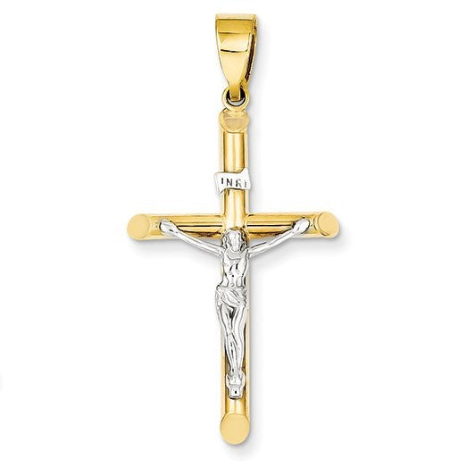 14k Two-tone Hollow Crucifix Pendant