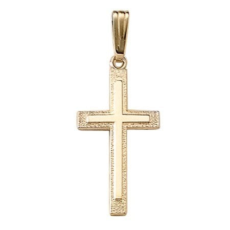 14K Yellow Gold Solid Cross Pendant