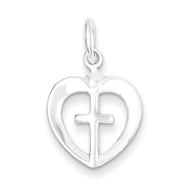 Sterling Silver Cross Heart Charm