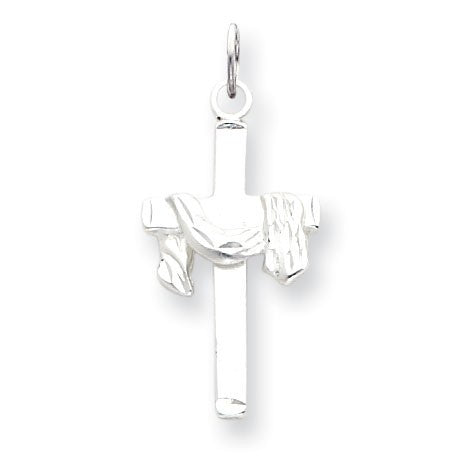 Sterling Silver Satin D/C Draped Cross Charm