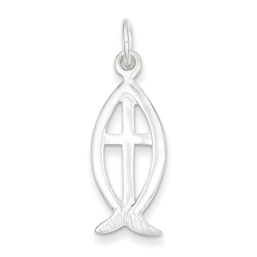 Sterling Silver Ichthus Fish Cross Charm