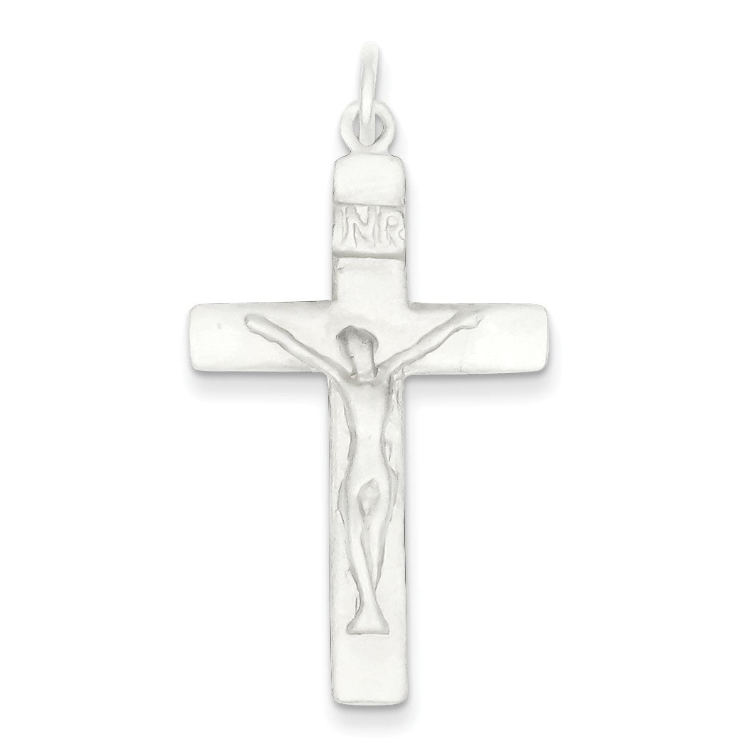 Sterling Silver Satin INRI Crucifix Pendant