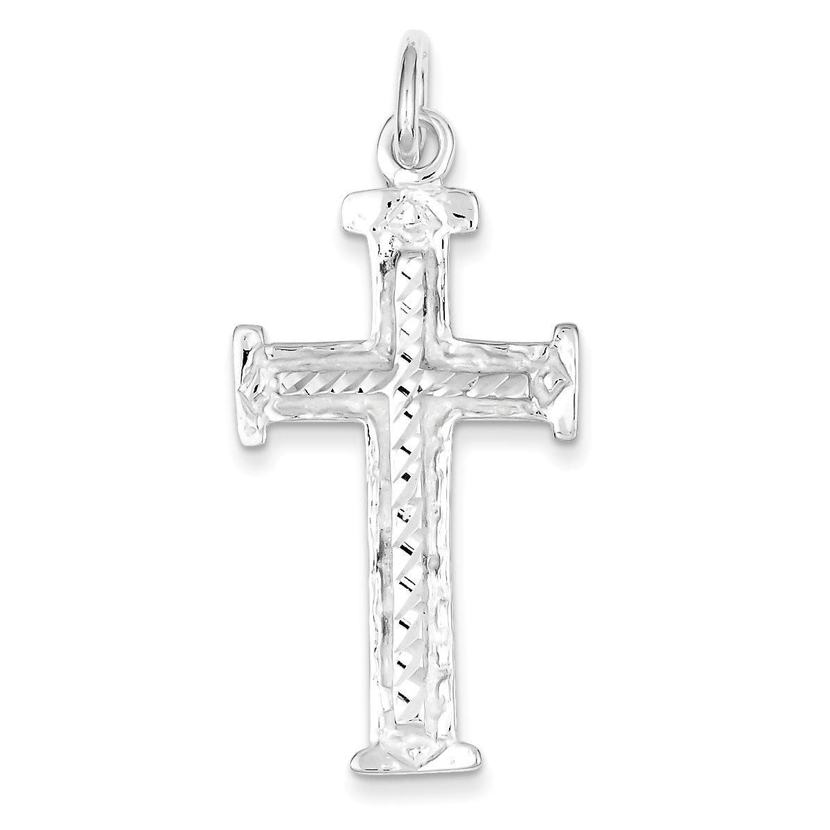 Sterling Silver Diamond -Cut Cross Pendant