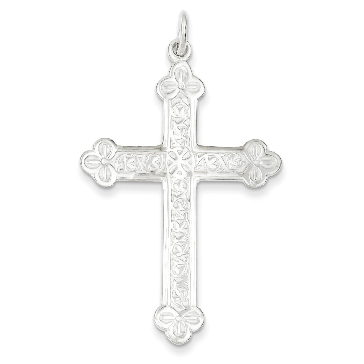 Sterling Silver Budded Cross Pendant