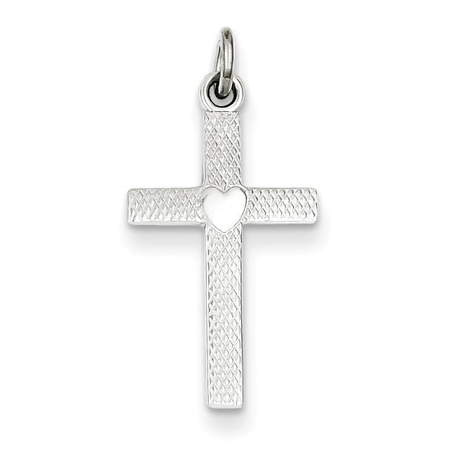 Sterling Silver Heart Cross Charm