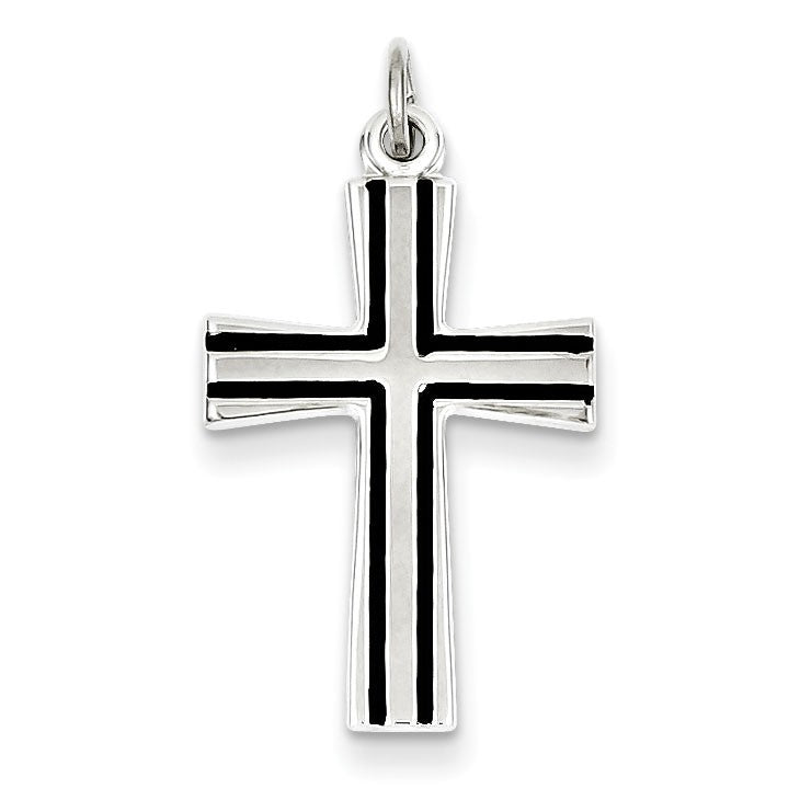 Sterling Silver Enameled  Cross Charm