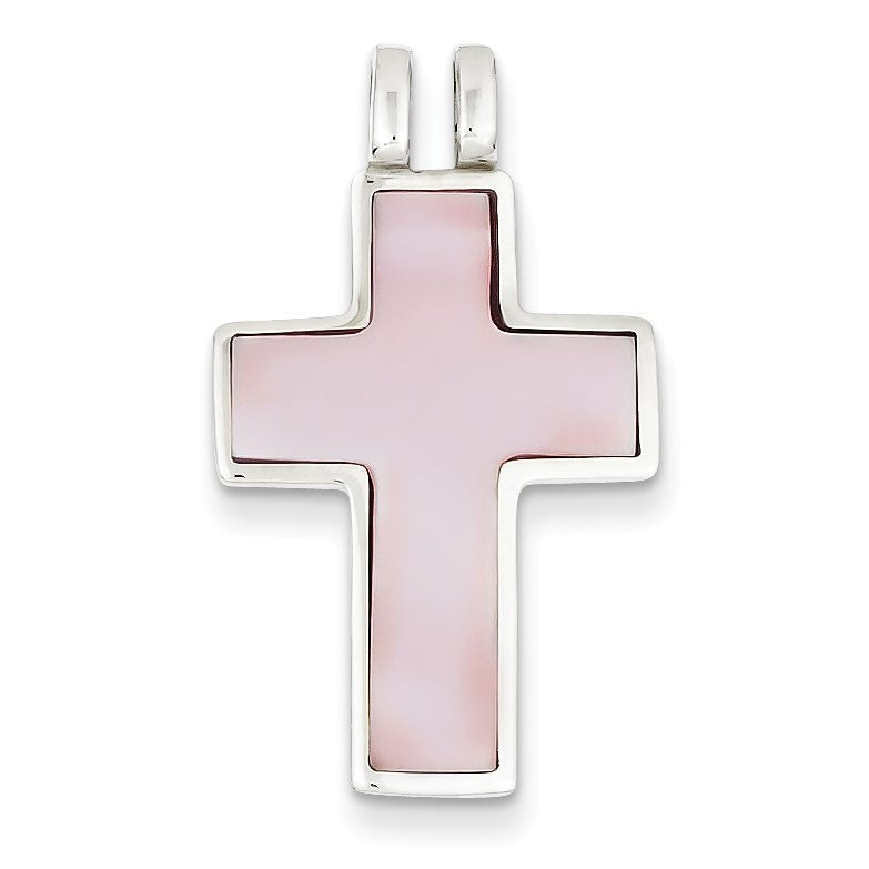 Sterling Silver Pink Shell Cross Pendant