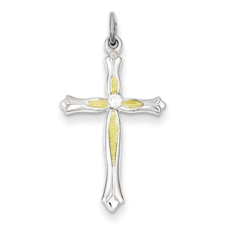 Sterling Silver & Vermeil CZ Cross Pendant