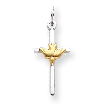 Sterling Silver & Vermeil Dove Cross Charm