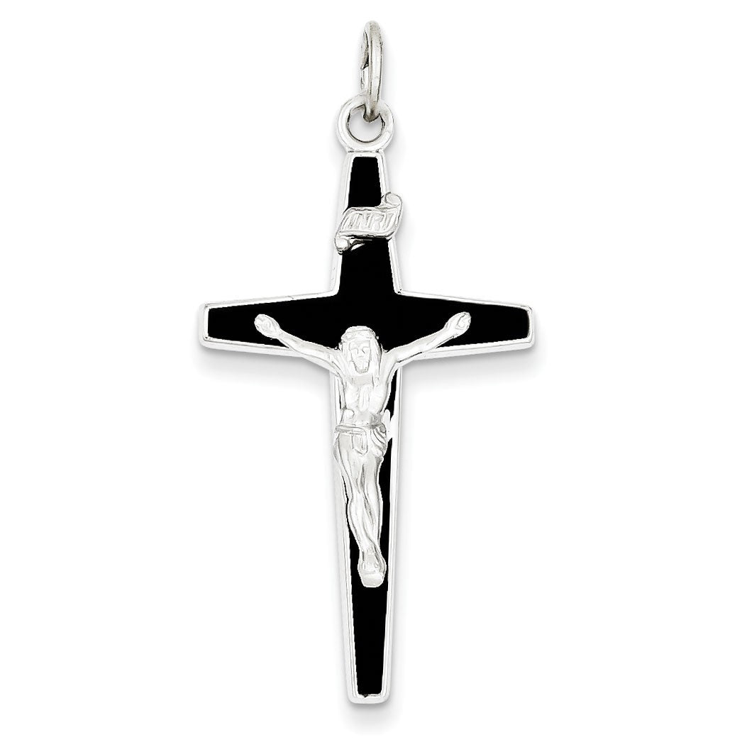 Sterling Silver Enameled Crucifix Pendant