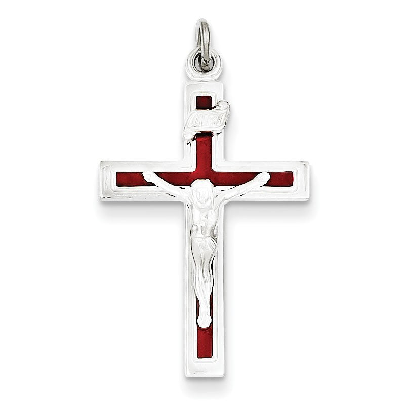 Sterling Silver Enameled Crucifix Pendant