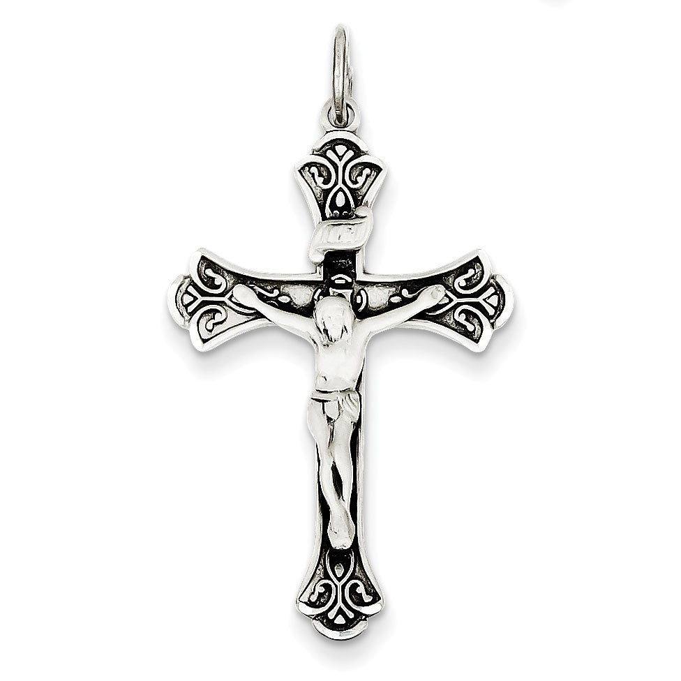 Sterling Silver Antiqued INRI Crucifix Pendant