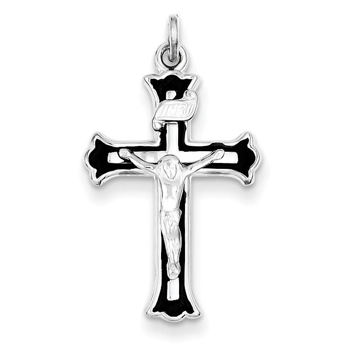 Sterling Silver Enameled INRI Crucifix Charm