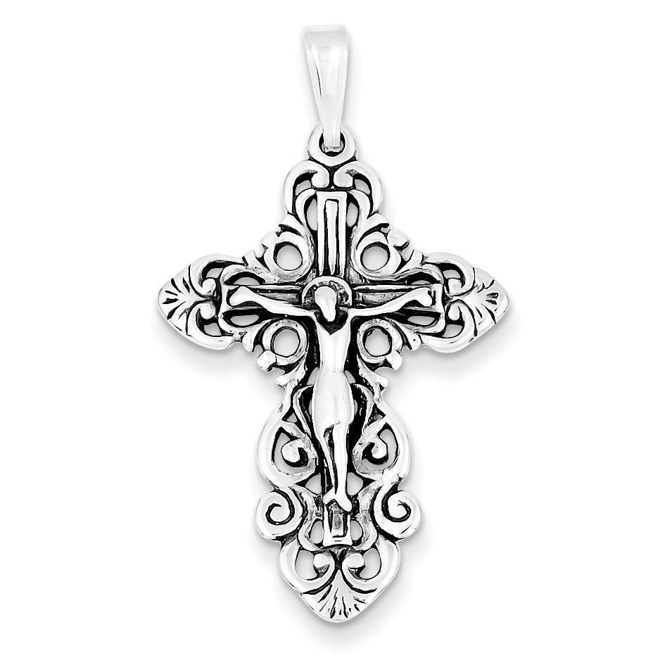 Sterling Silver Antiqued Crucifix Pendant