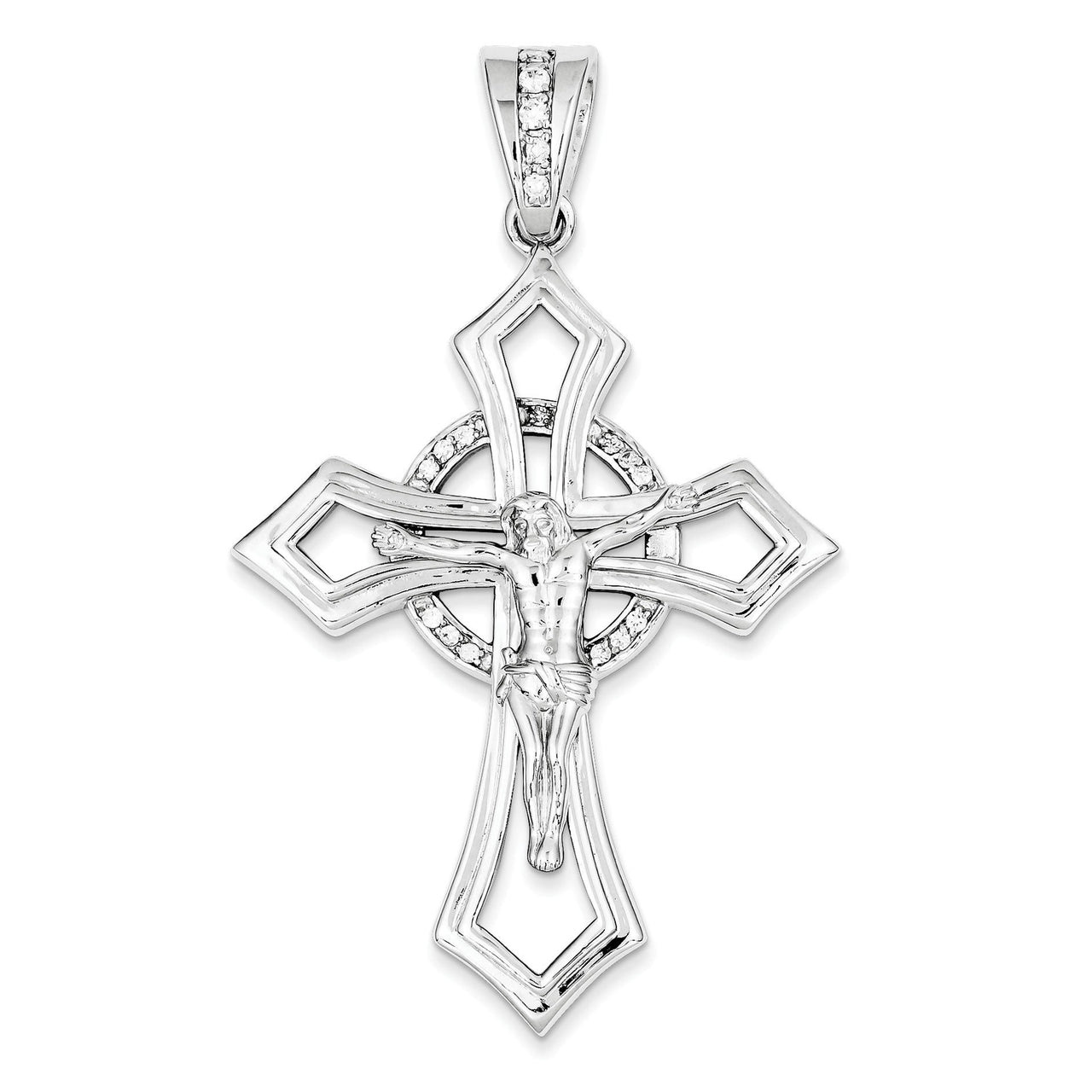 Sterling Silver CZ Crucifix Pendant