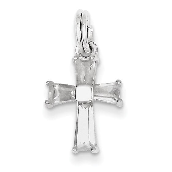 Sterling Silver CZ  Cross Charm