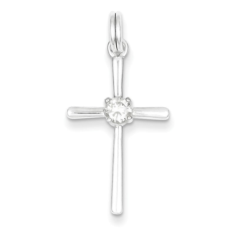 Sterling Silver CZ Cross Charm