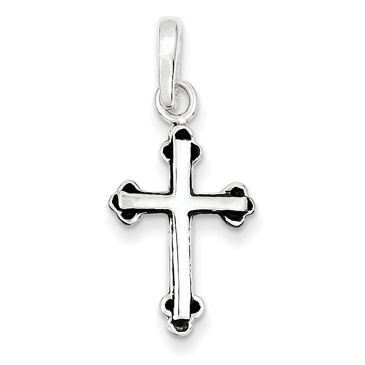 Sterling Silver Antiqued Budded Cross Pendant