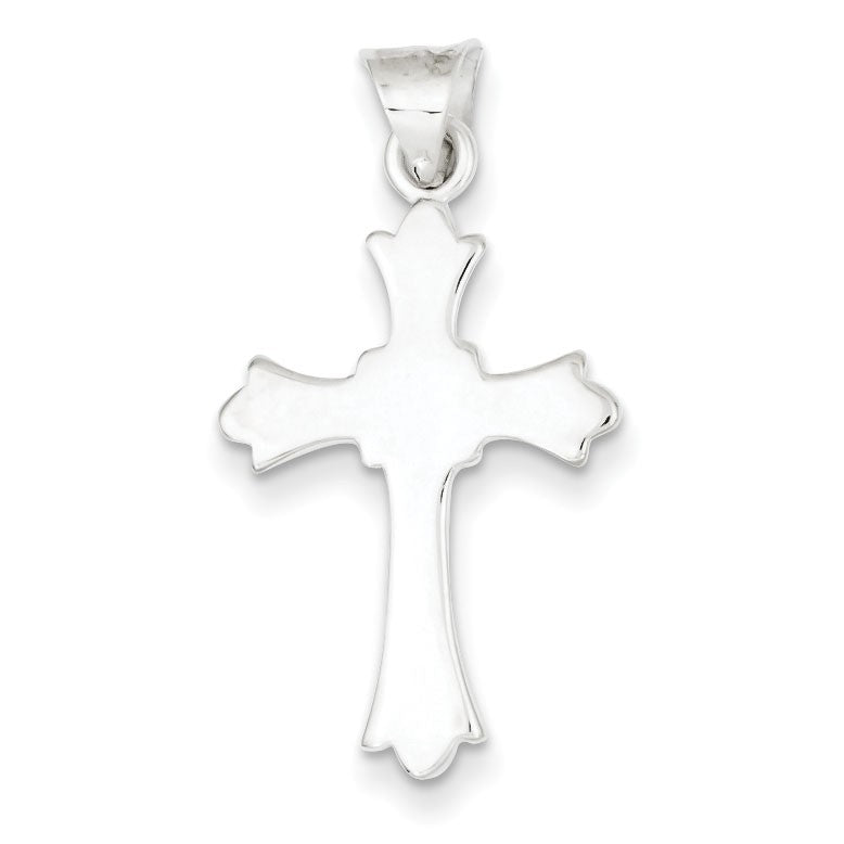 Stainless Steel Fleur-De-Lis Cross Pendant Neckline
