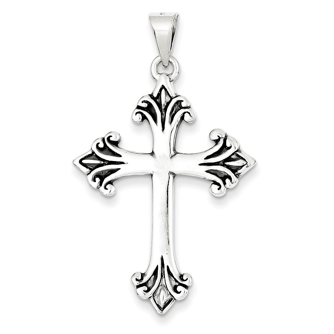 Sterling Silver Fleur De Lis Cross Pendant