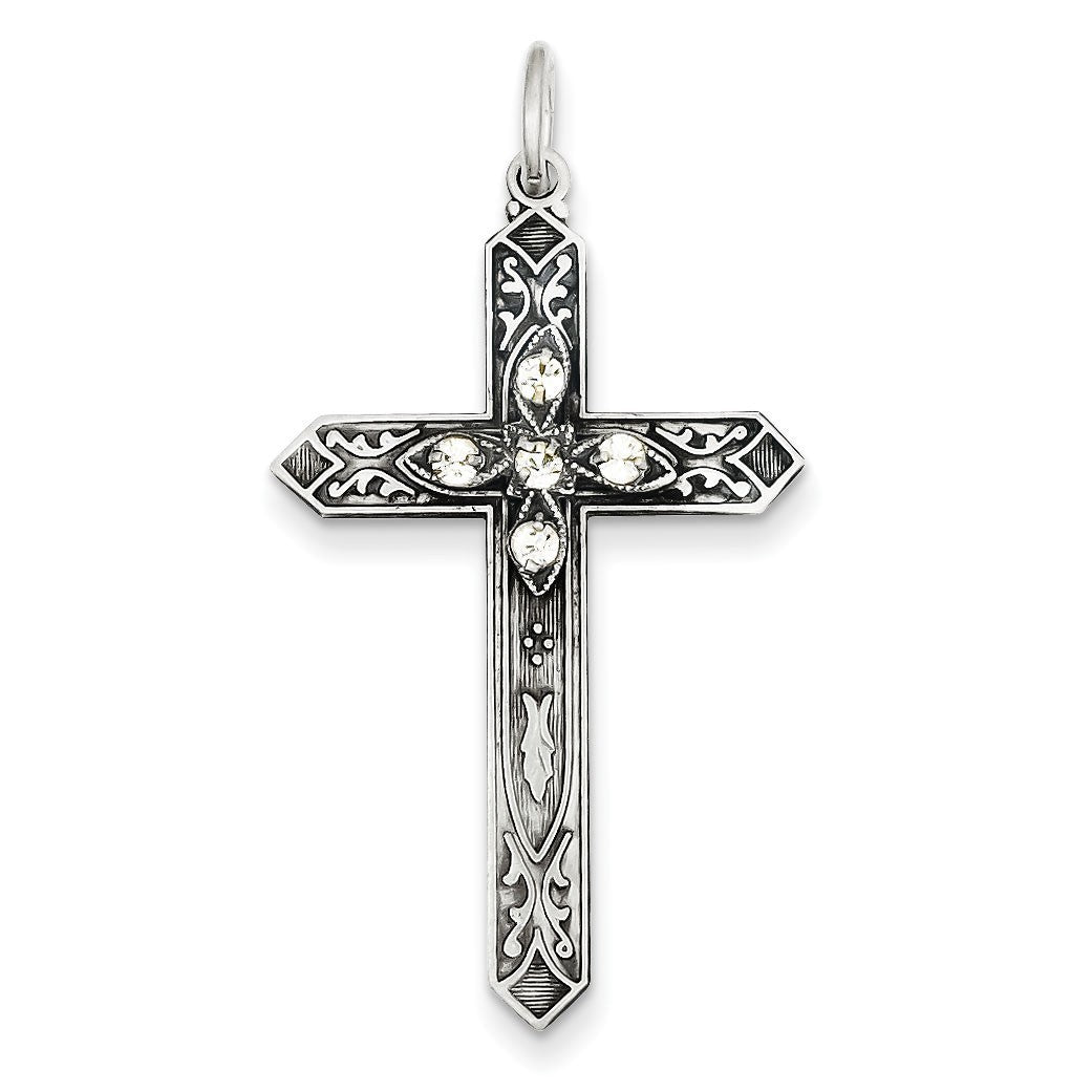 Sterling Silver April Birthstone Cross Pendant