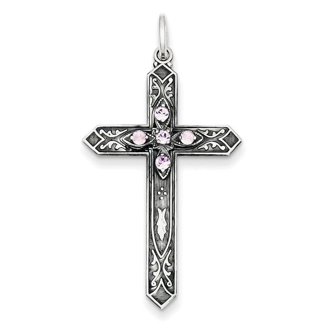 June Birthstone Cross Pendant