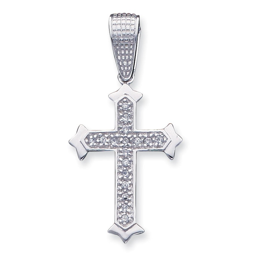Sterling Silver CZ Cross, Chain and Earrings Set