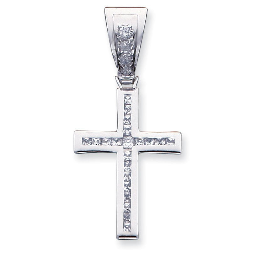 Sterling Silver CZ Cross Pendant