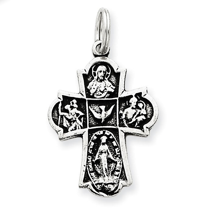 2pcs- Daisy Large Cross In Sterling Silver, Gold Filled, Rose Gold Filled, Cross Charm Pendant, Religion Charms, CM217C - Foto 3