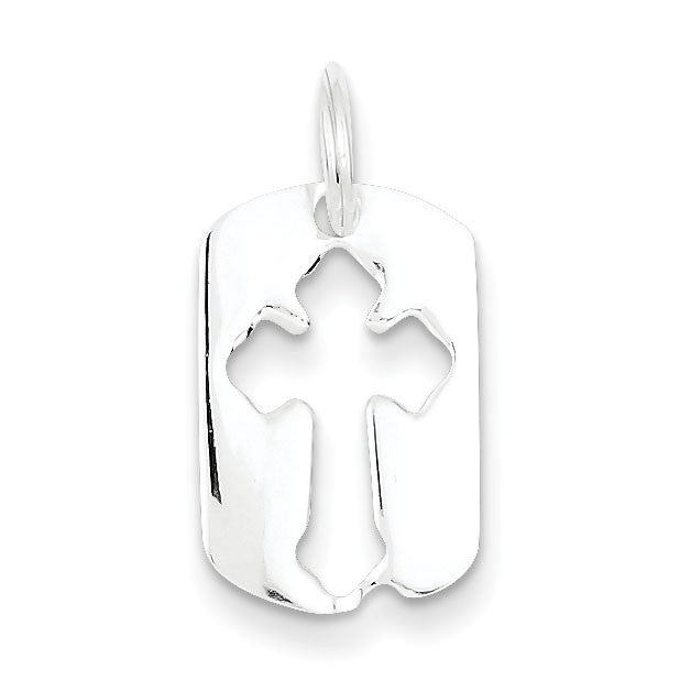 Sterling Silver Dog Tag Cross Charm