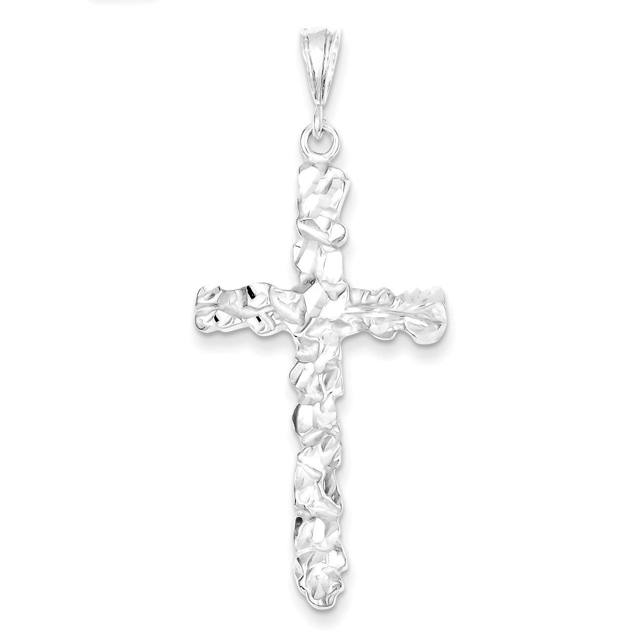 Sterling Silver Diamond -Cut Cross Pendant