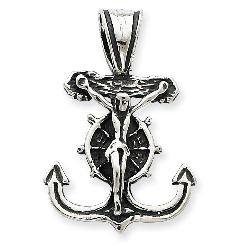 Sterling Silver Antiqued Mariner's Crucifix Pendant