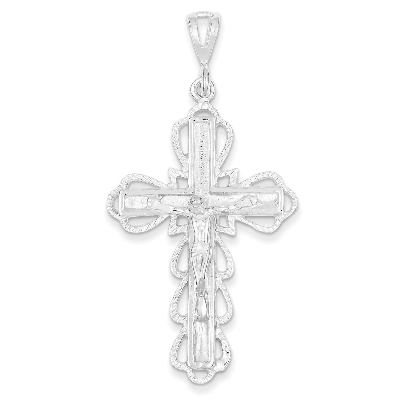 Sterling Silver Diamond-Cut Crucifix Pendant