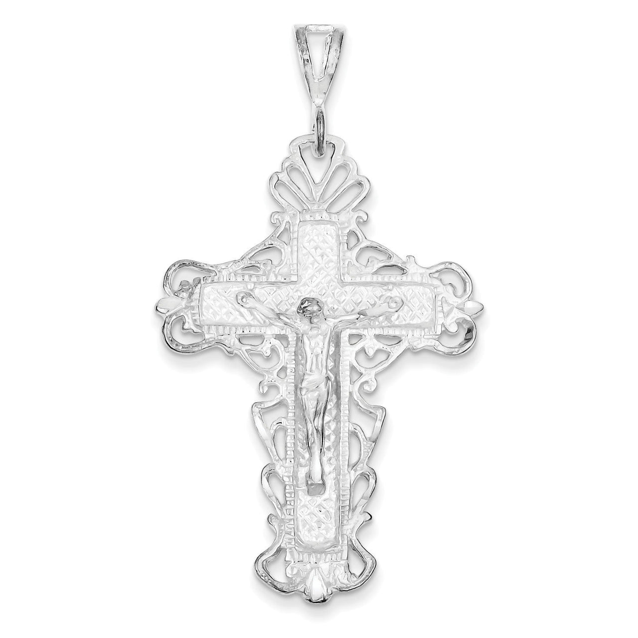 Sterling Silver Diamond-Cut Crucifix Pendant