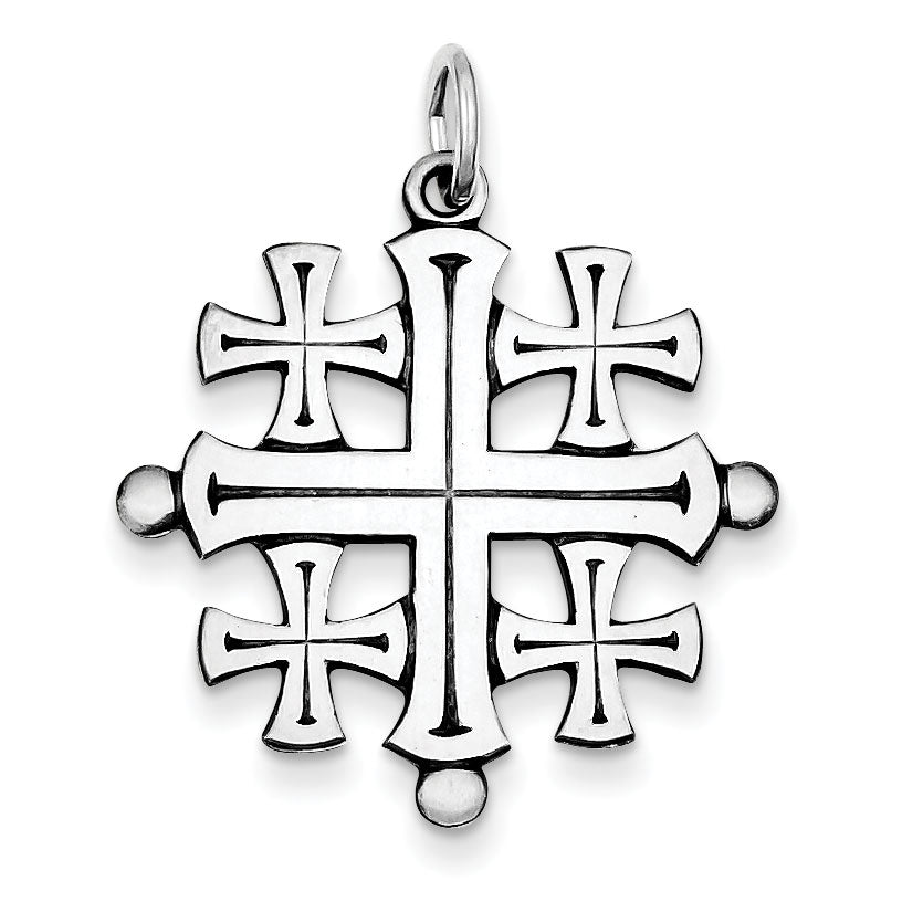 Sterling Silver Antiqued Jerusalem Cross Pendant