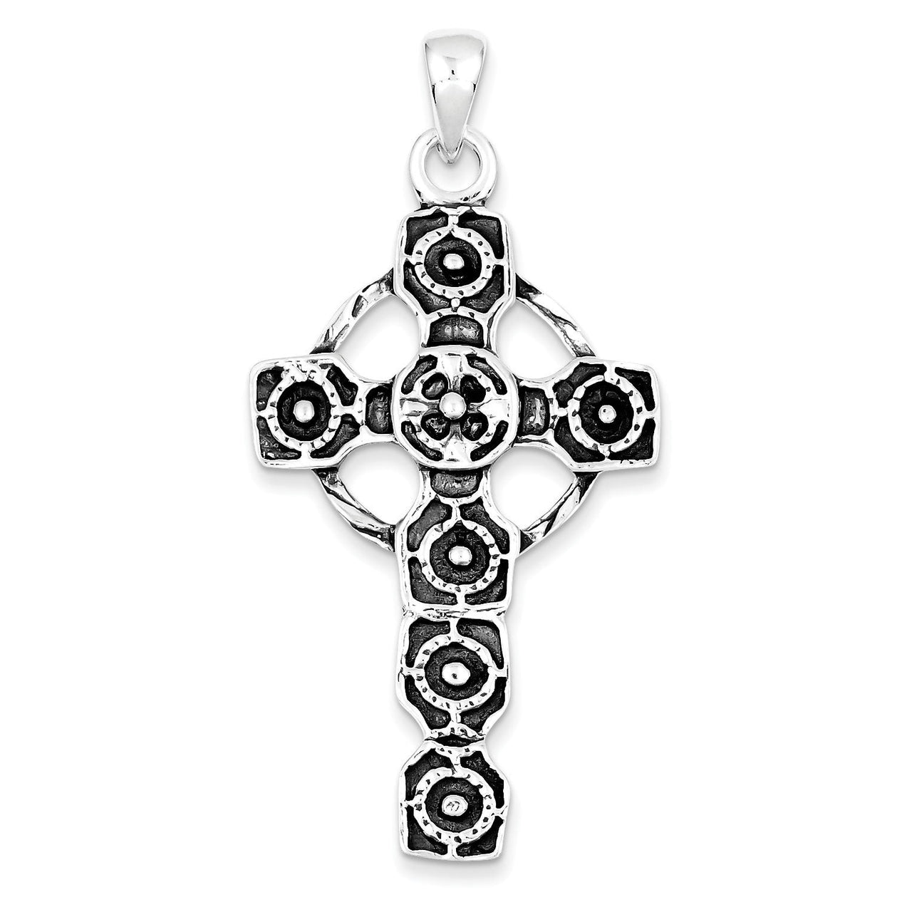 Sterling Silver Antiqued Celtic Cross Pendant