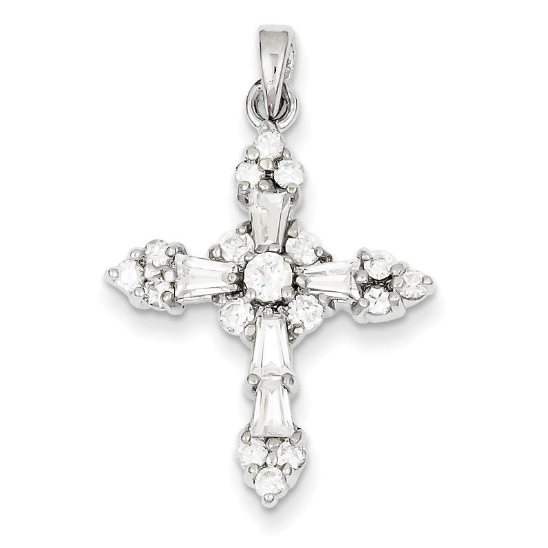 Sterling Silver CZ Cross Pendant