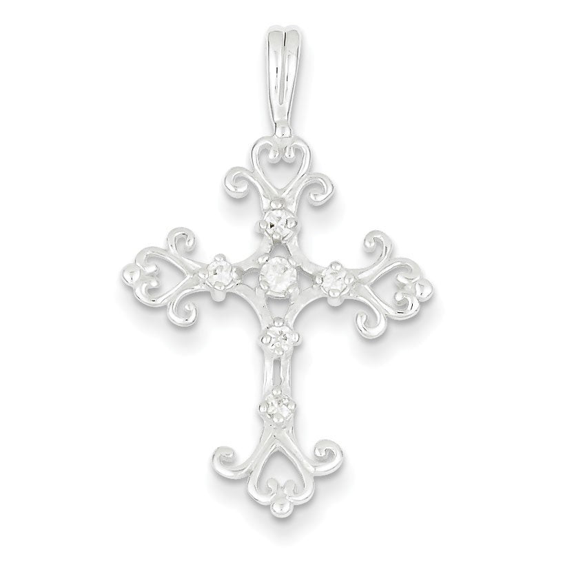 Sterling Silver CZ Cross Pendant