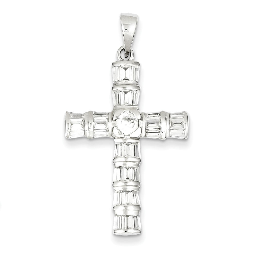 Sterling Silver CZ Cross Pendant