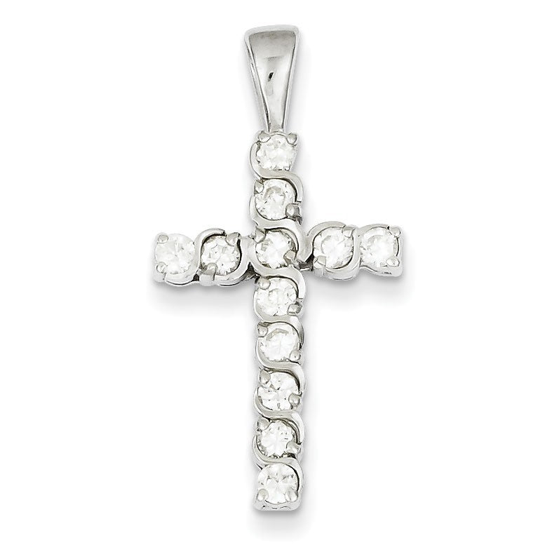 Sterling Silver CZ  Cross Pendant