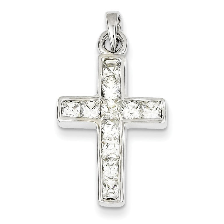 Sterling Silver CZ  Cross Pendant