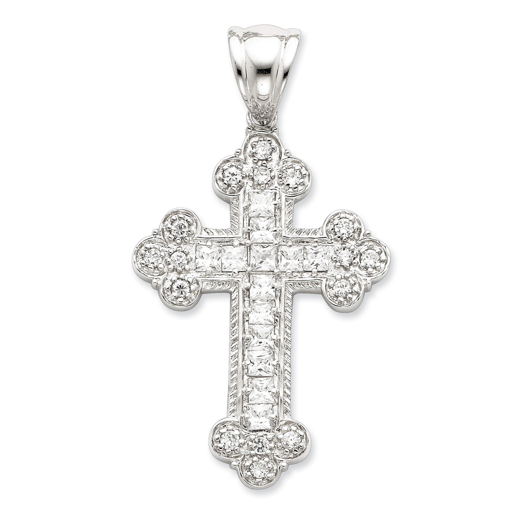 Silver Cross Pendant with Cubic Zirconia