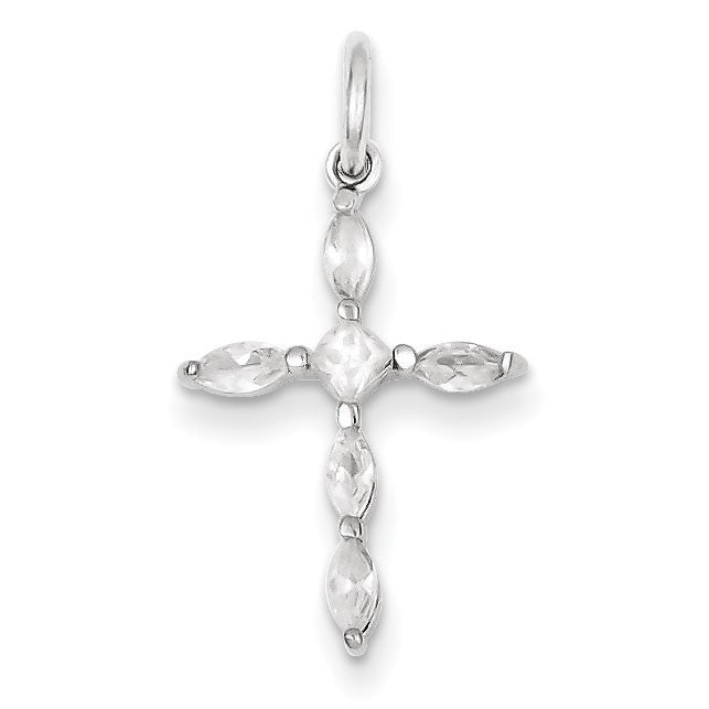 Sterling Silver CZ Cross, Chain and Earrings Set main image 1