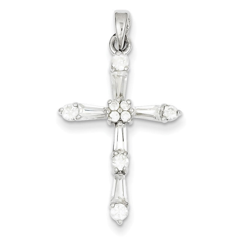 Sterling Silver CZ Cross Pendant