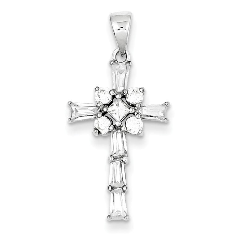 Sterling Silver CZ  Cross Pendant