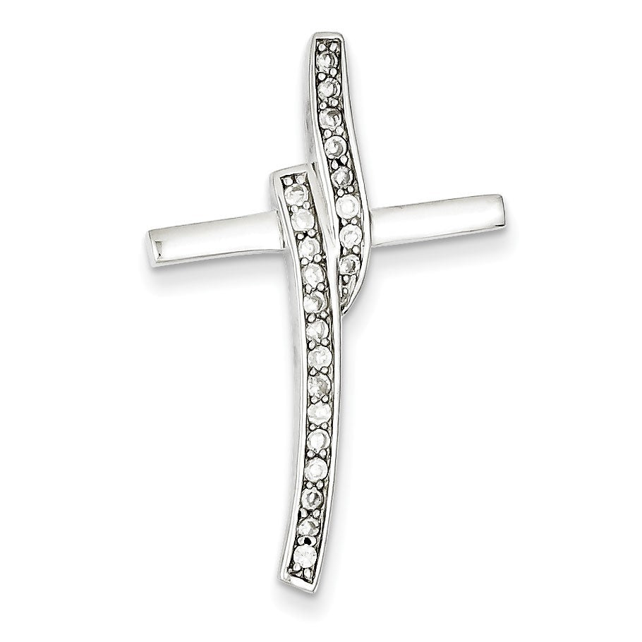 Cross Necklace Small Women's 925 Sterling Silver Cross Pendant Necklace With Cubic Zirconia Crystals - 18" Chain Pouch Sterling Silver Pendant Necklaces - Foto 2