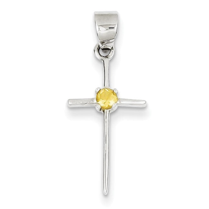 Sterling Silver Citrine Cross Pendant