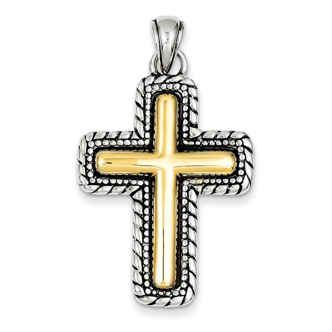 Sterling Silver & Vermeil Antiqued Cross Pendant